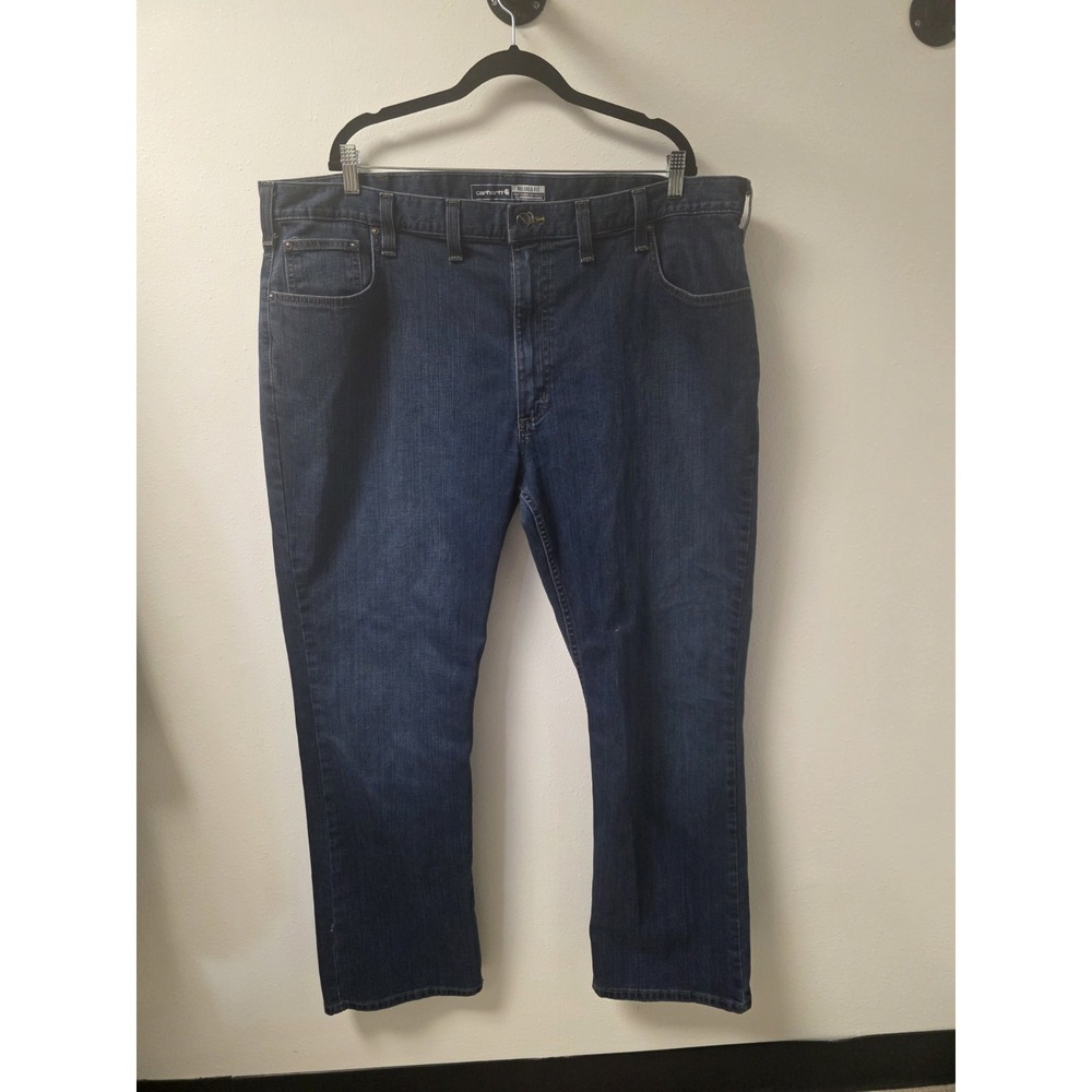 Carhartt Men's Relaxed Fit Jeans 44x32 Dark Wash Workwear Denim Made in Mexico - Picture 1 of 6